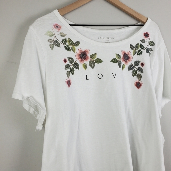 Lane Bryant White Floral Tee 22/24 - Picture 3 of 6